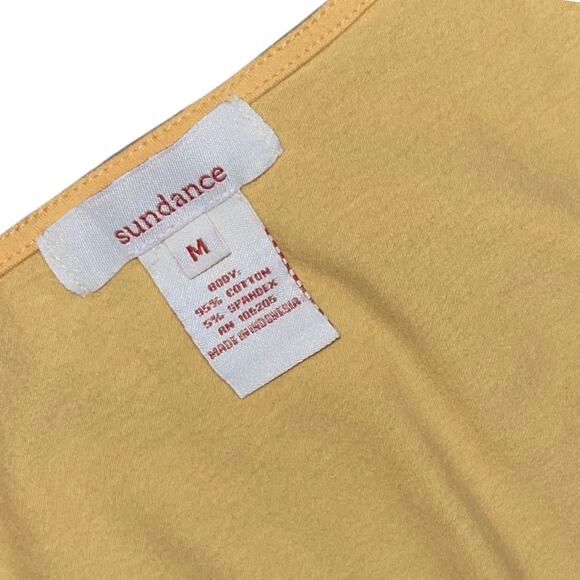 Sundance Yellow Ruched Tank Sleeveless Top V Neck Cotton Size Medium - Picture 3 of 4
